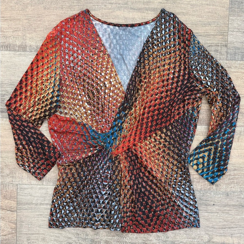 ESCADA Sport Abstract Geometric Kaleidoscope Knot-Front Top - Luxury Jersey